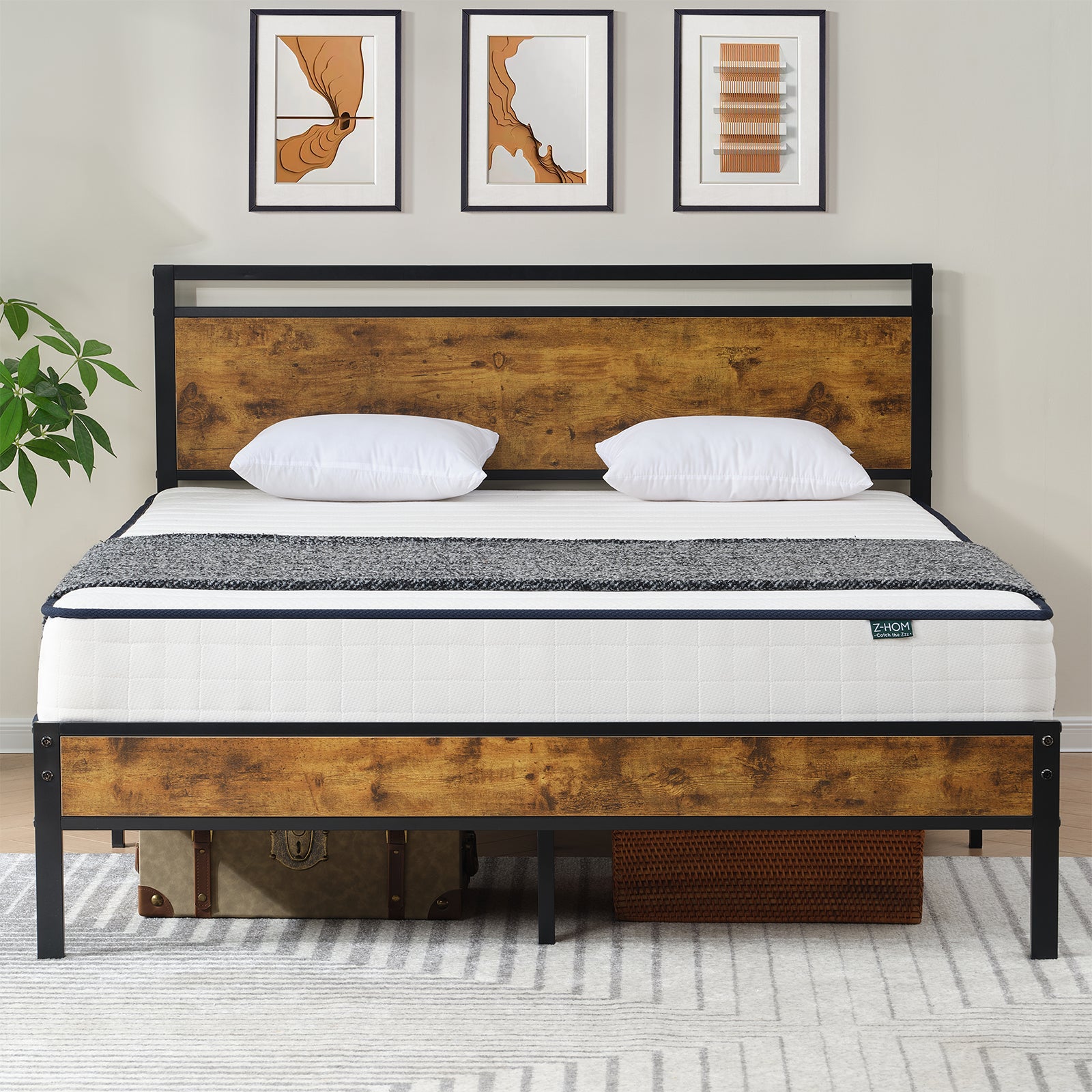 Z-HOM Retro Bed Frame with Headboard