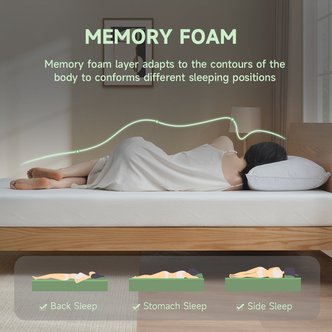 Z-HOM 6 Inch Memory Foam Mattress in a Box,Cooling Sleep Pressure Relief,Medium Firm 078