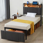 Z-HOM LED Bed Frame with Storage Headboard