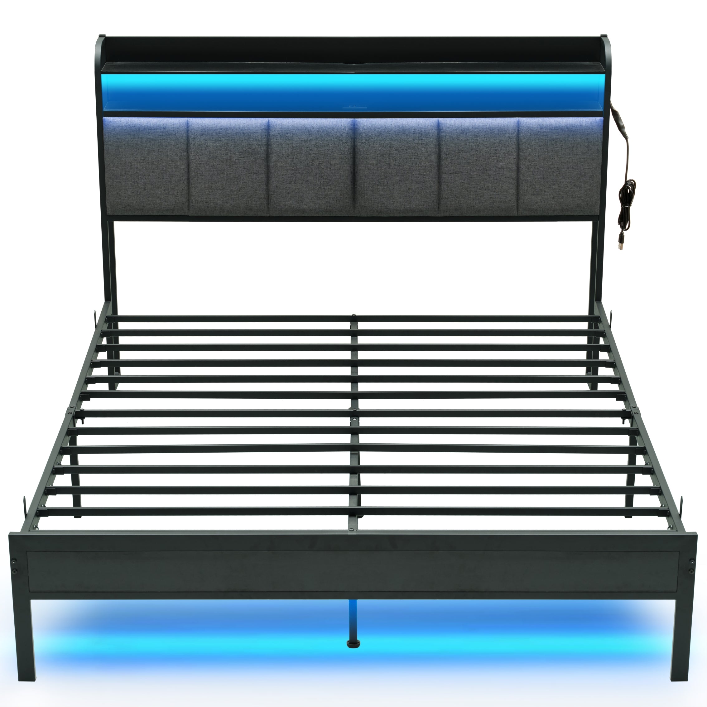Ledomセット Z-HOM LED Platform Bed Frame with Power Station