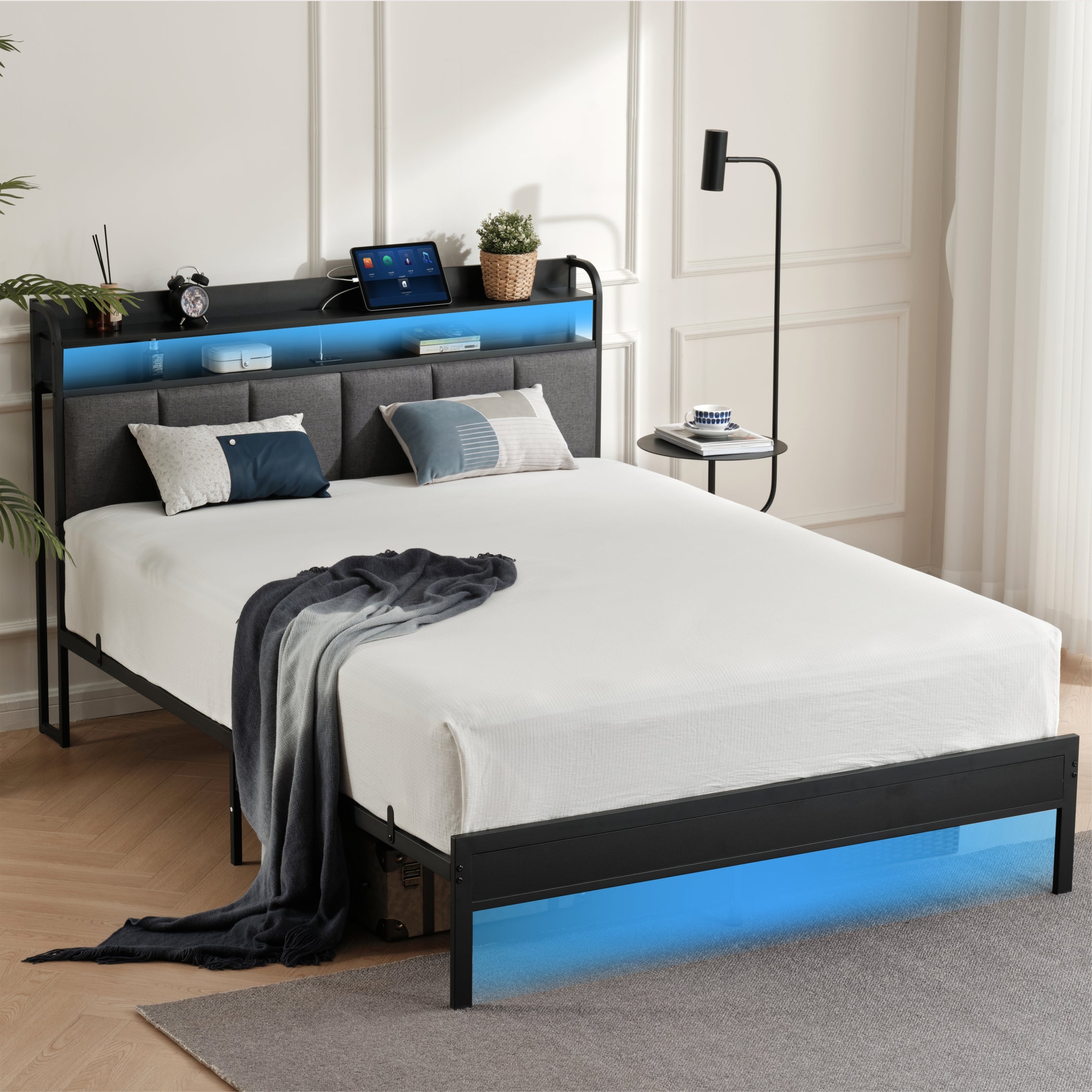 Z-HOM Bed Frame with LED Lights,Model B023