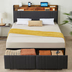 Z-HOM LED Bed Frame with Storage Headboard