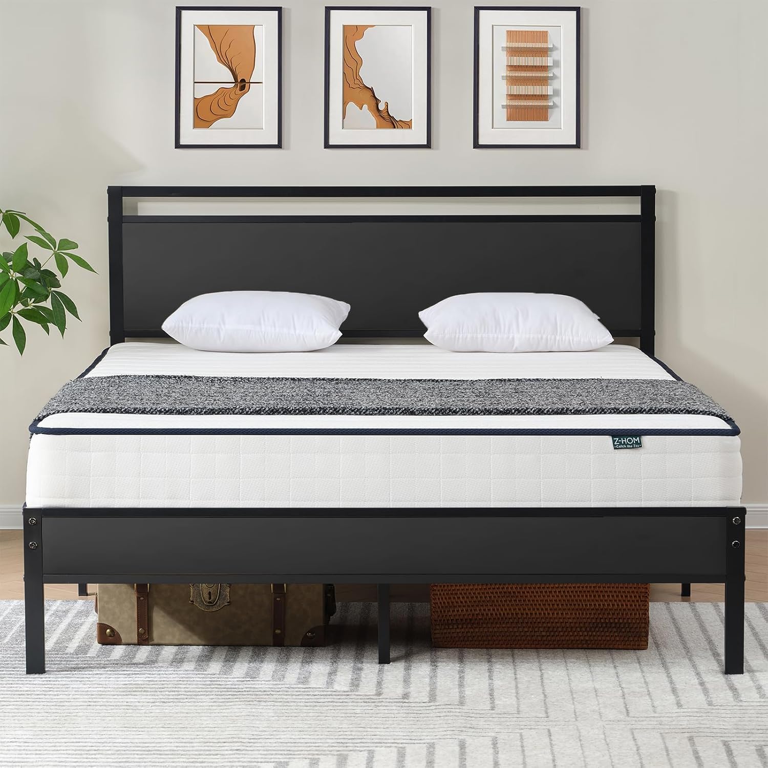 Z-HOM Retro Bed Frame with Headboard