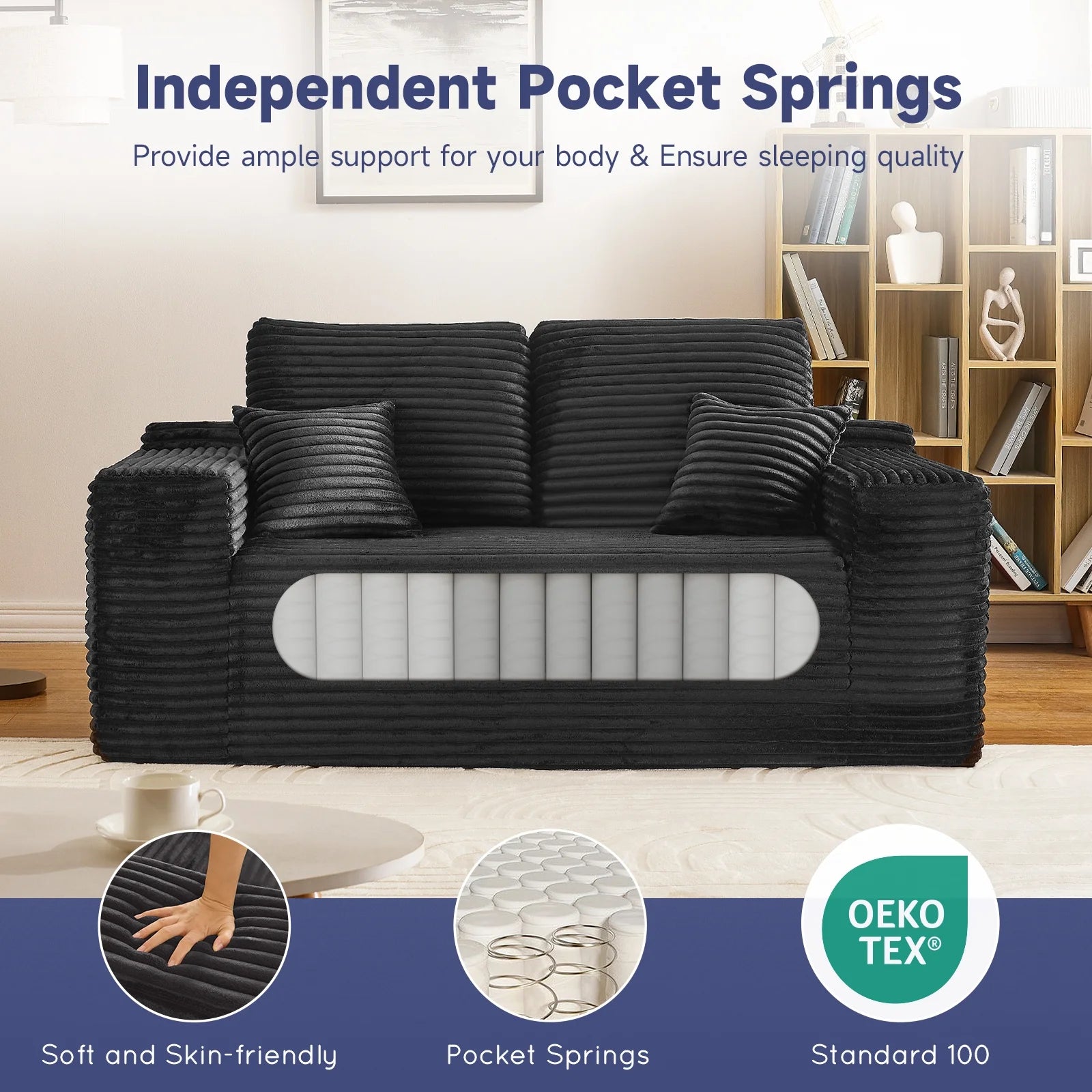 Z-HOM 68.9” Cloud Corduroy Loveseat