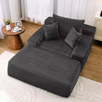 Z-HOM Convertible Chaise Lounge with Ottoman Corduroy
