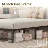 Z-HOM Twin Size Metal Platform Bed Frame with 14'' Large Under Bed Storage Space, Easy Assembly, Black