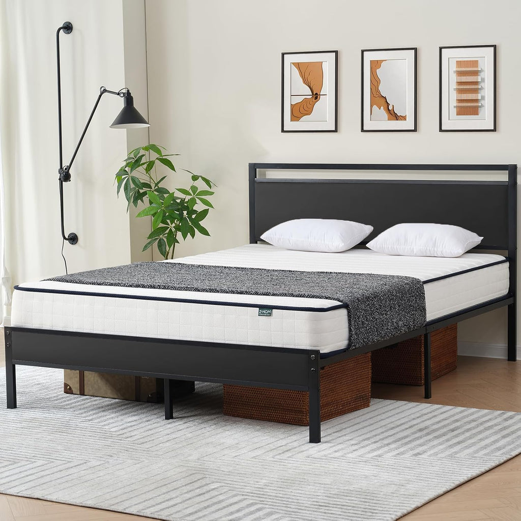 Z-hom Bed Frame with Wood Headboard,Model B022