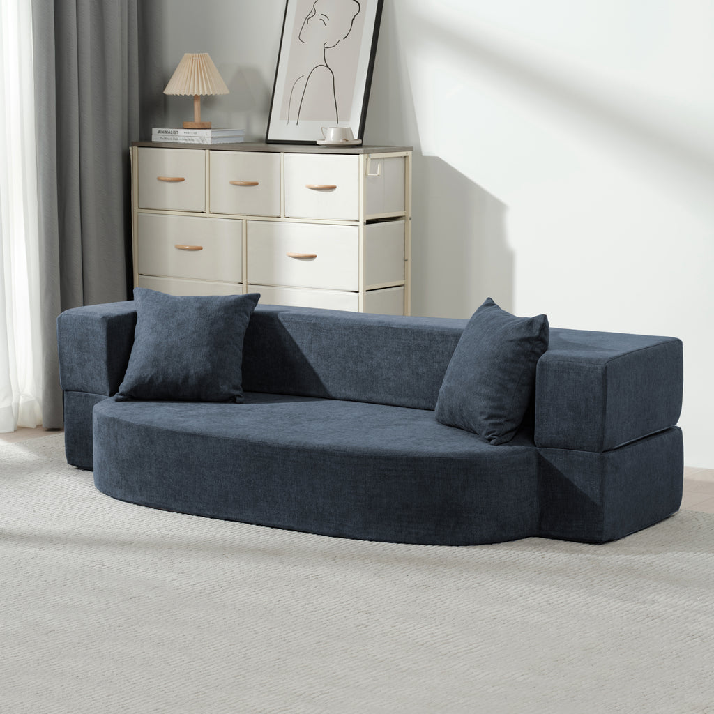 Folding Sofa Bed with 2 Pillows & Washable Cover, 75" W x 32" D x 10" H
