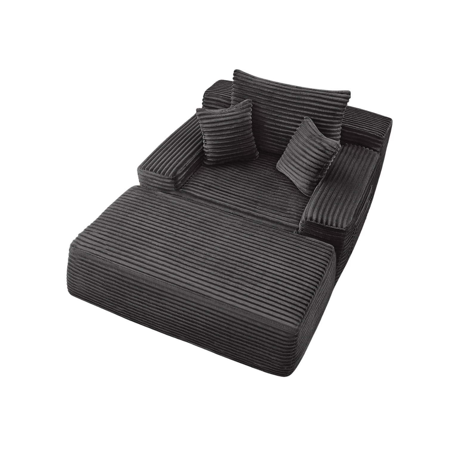 Z-HOM Convertible Chaise Lounge with Ottoman Corduroy