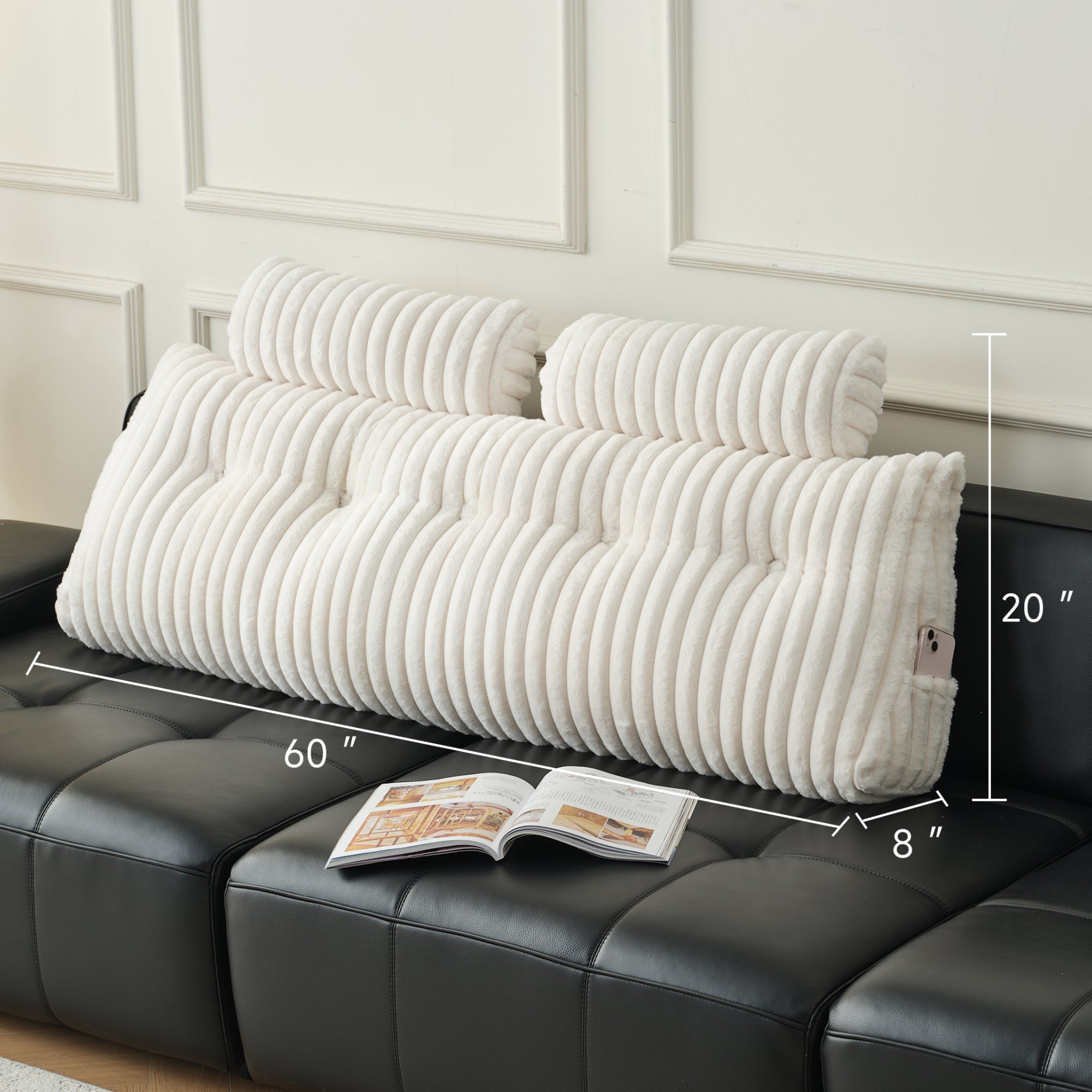 Z-HOM Faux Fur Sofa Backrest Pillow