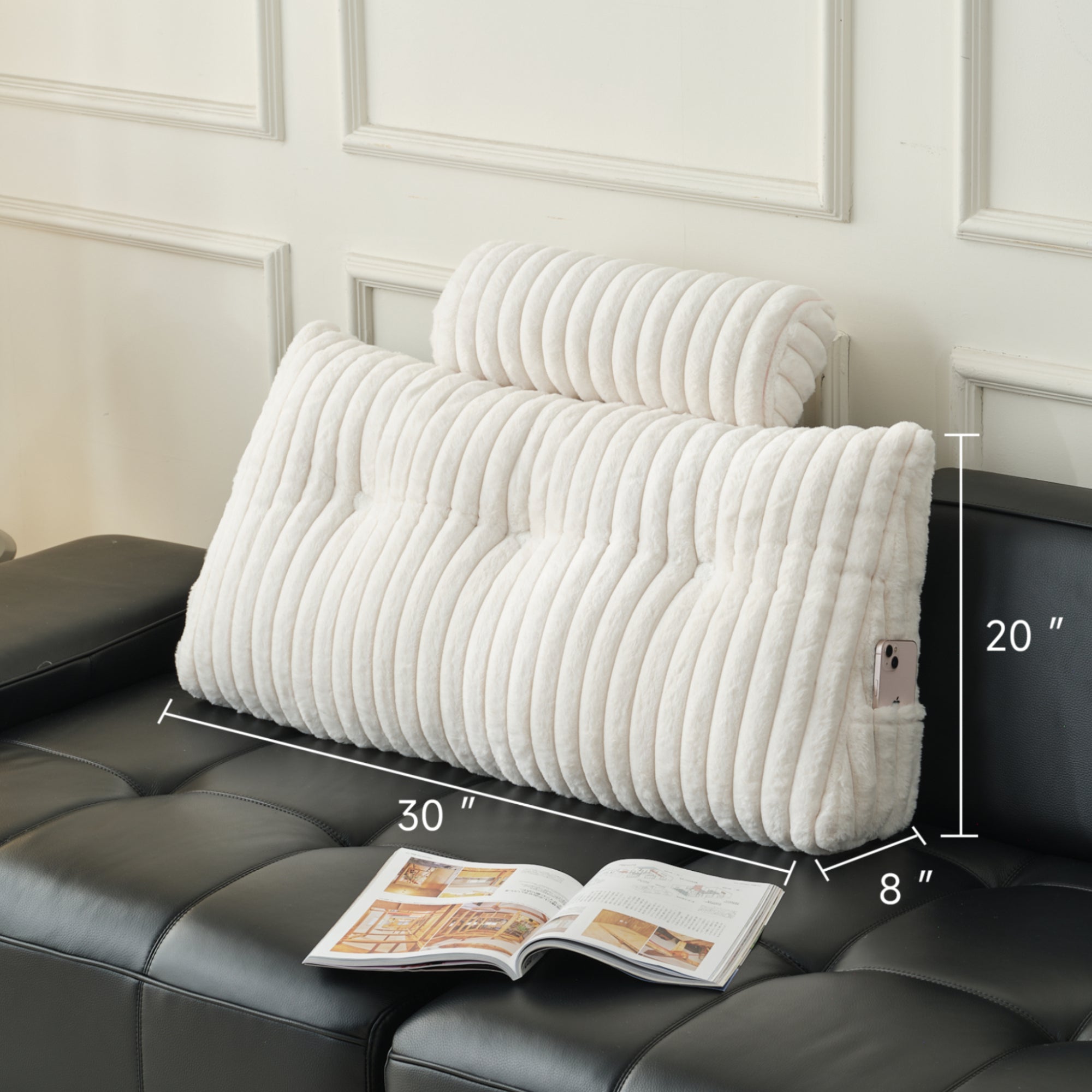 Z-HOM Faux Fur Sofa Backrest Pillow