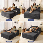 Z-HOM Convertible Chaise Lounge with Ottoman Corduroy