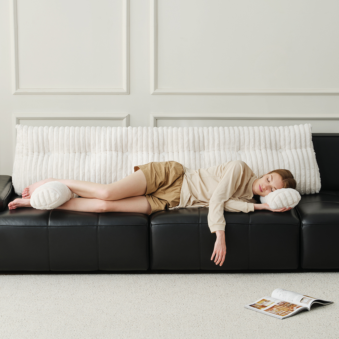 Z-HOM Faux Fur Sofa Backrest Pillow