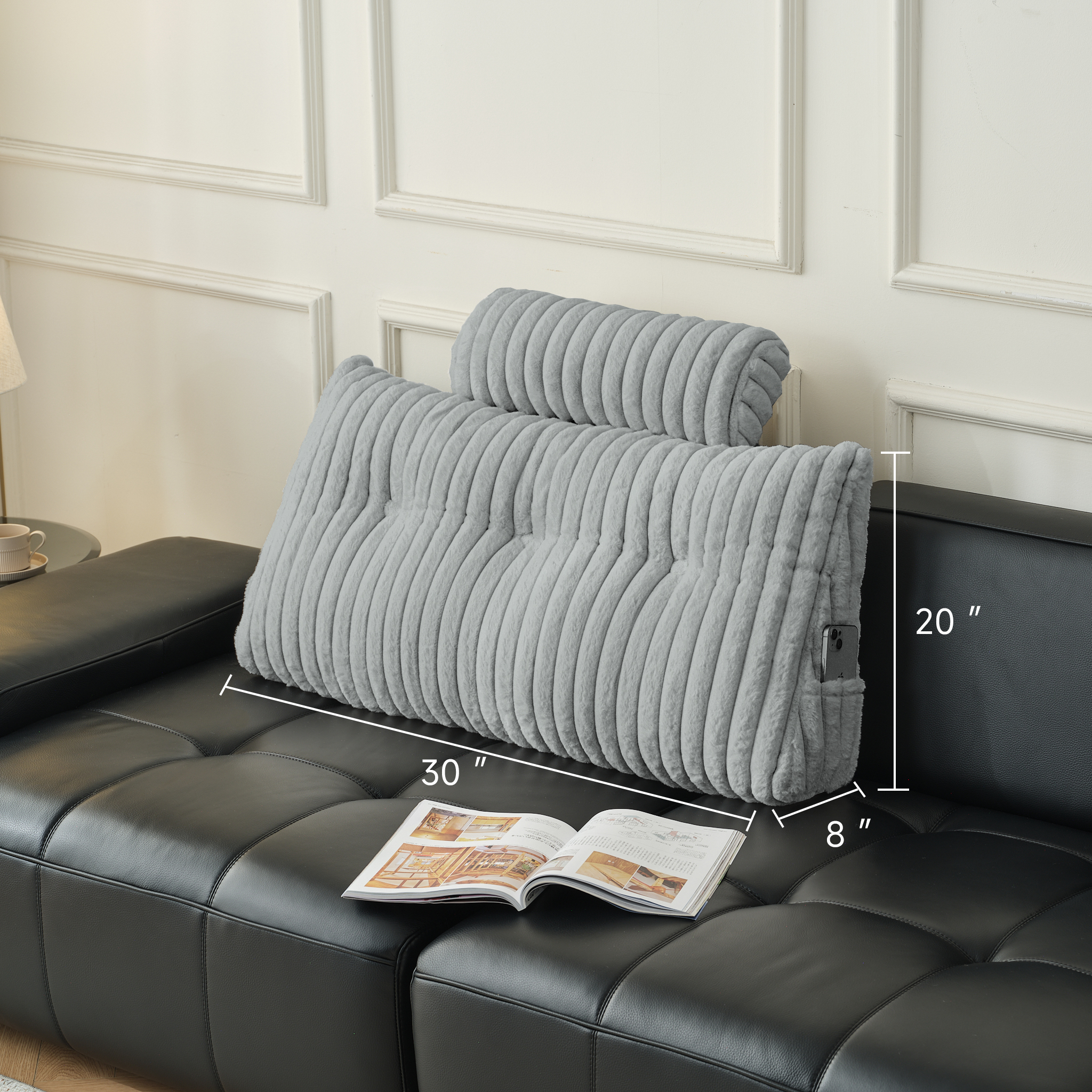 Z-HOM Faux Fur Sofa Backrest Pillow
