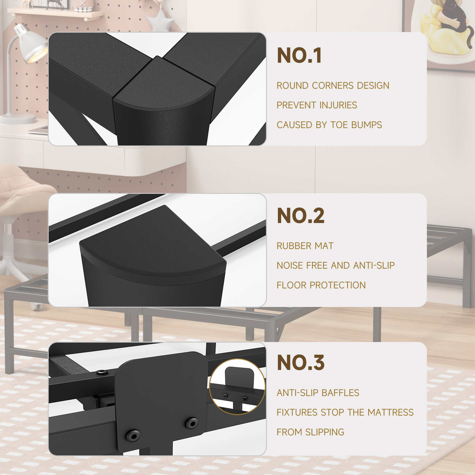 Z-HOM Adjustable 14" Metal Platform Bed