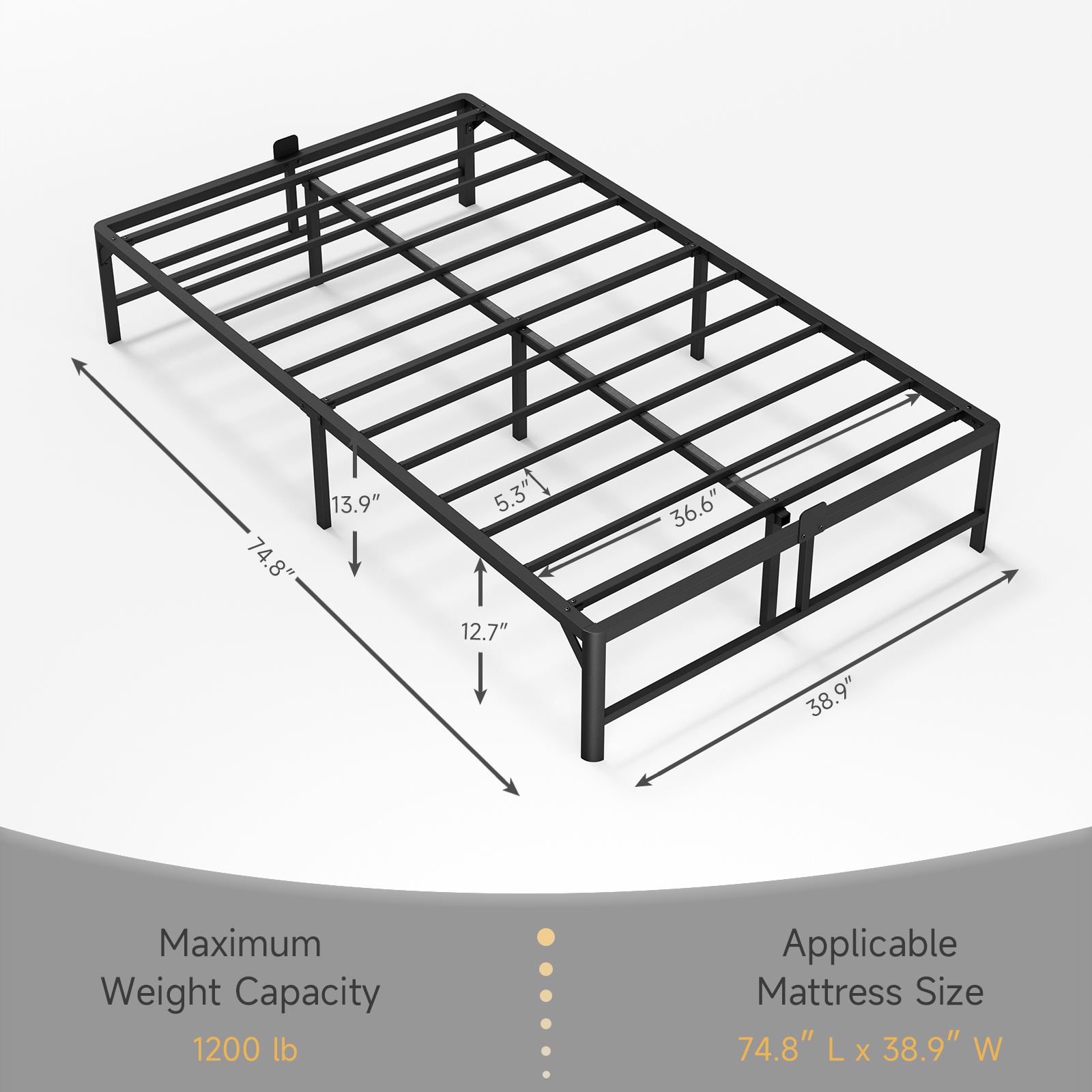 Z-HOM Adjustable 14" Metal Platform Bed