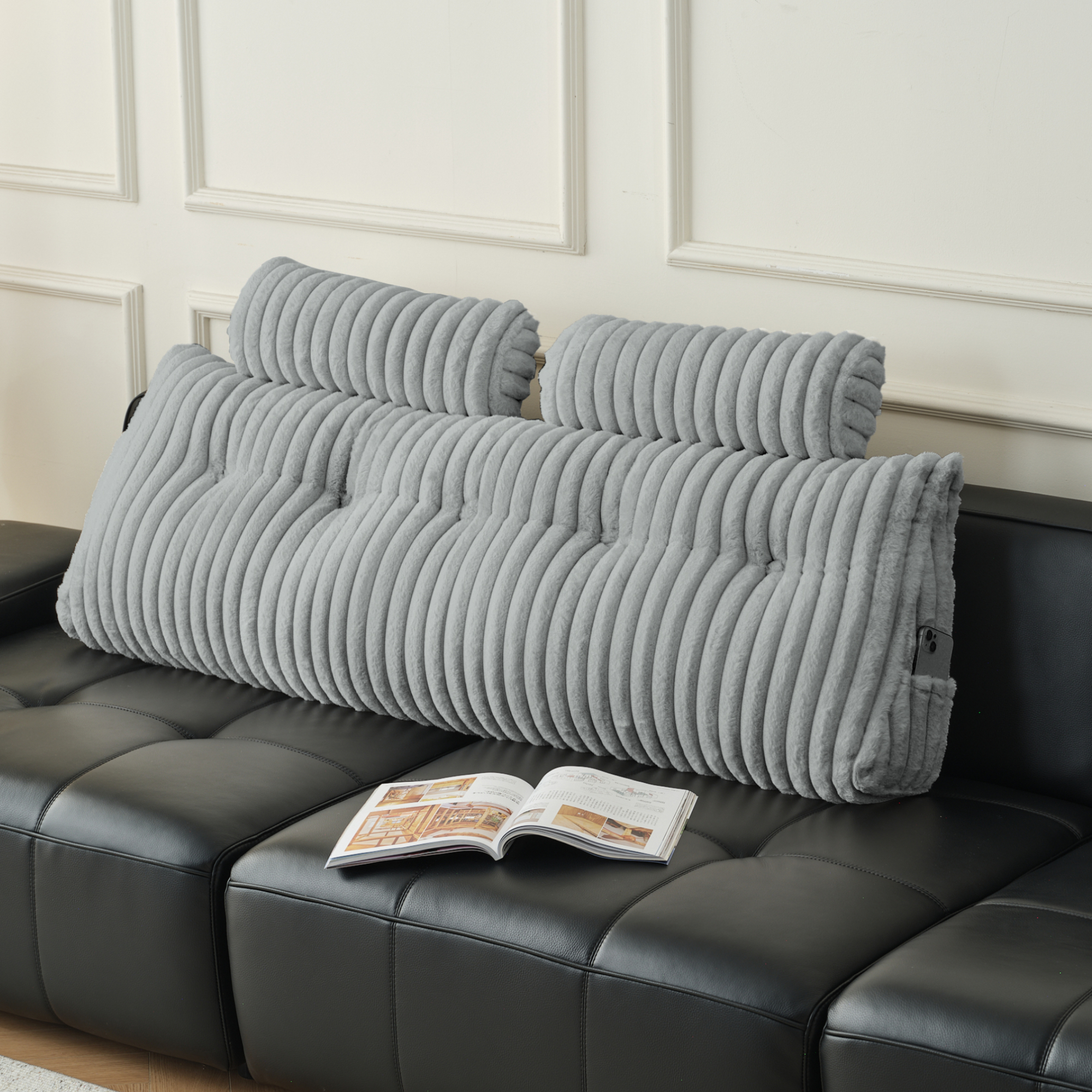 Z-HOM Faux Fur Sofa Backrest Pillow