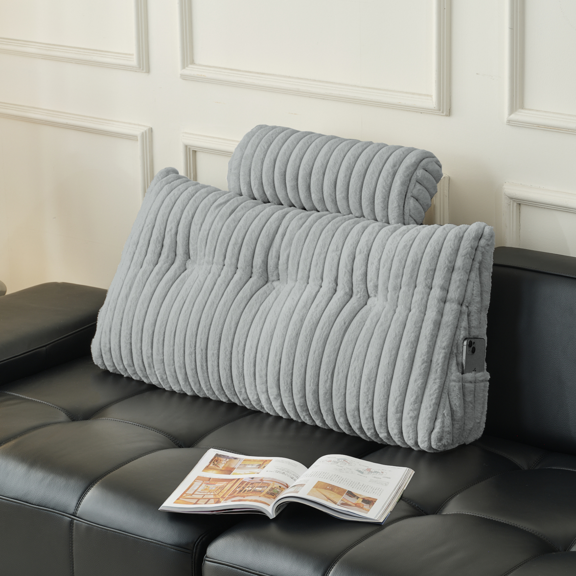 Z-HOM Faux Fur Sofa Backrest Pillow