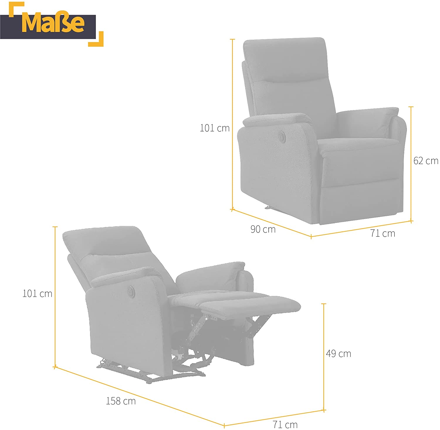 RC-006A ES727 HBP Electric Recliner Chair, Ergonomic Design for Watching TV, Working and Sleeping